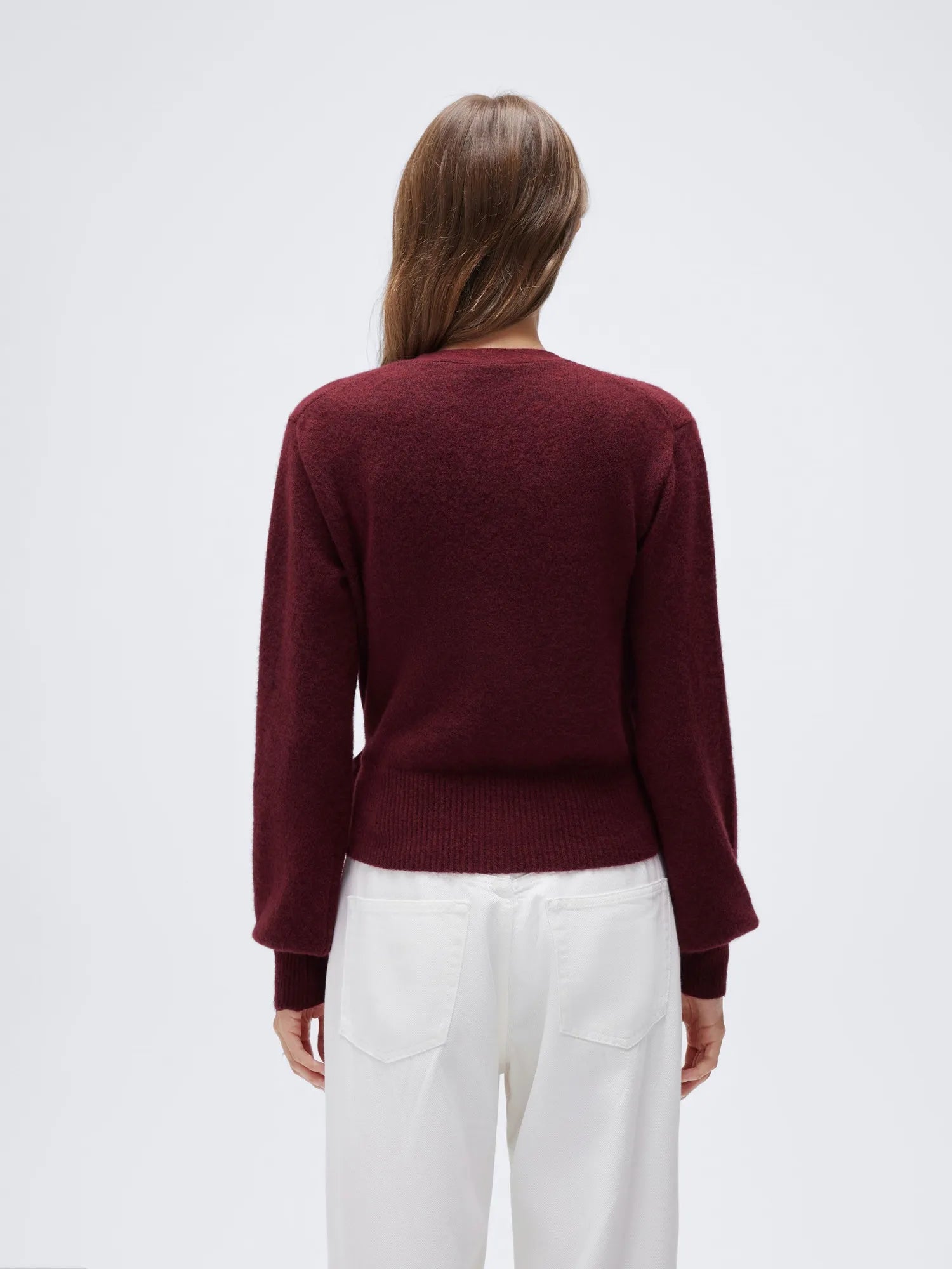 Wool V Neck Tie Waist Sweater - Long Sleeve-SUUKSESS-SUUKSESS