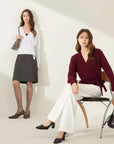 Wool V Neck Tie Waist Sweater - Long Sleeve-SUUKSESS-SUUKSESS