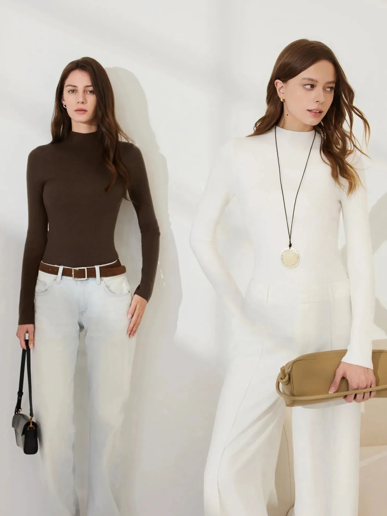 Cashmere Mock Turtleneck Shirt - Long Sleeve-SUUKSESS-SUUKSESS