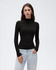 Cashmere Mock Turtleneck Shirt - Long Sleeve-SUUKSESS-Black-XS-SUUKSESS