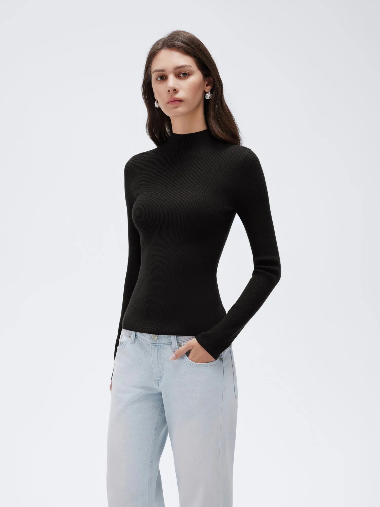 Cashmere Mock Turtleneck Shirt - Long Sleeve-SUUKSESS-SUUKSESS