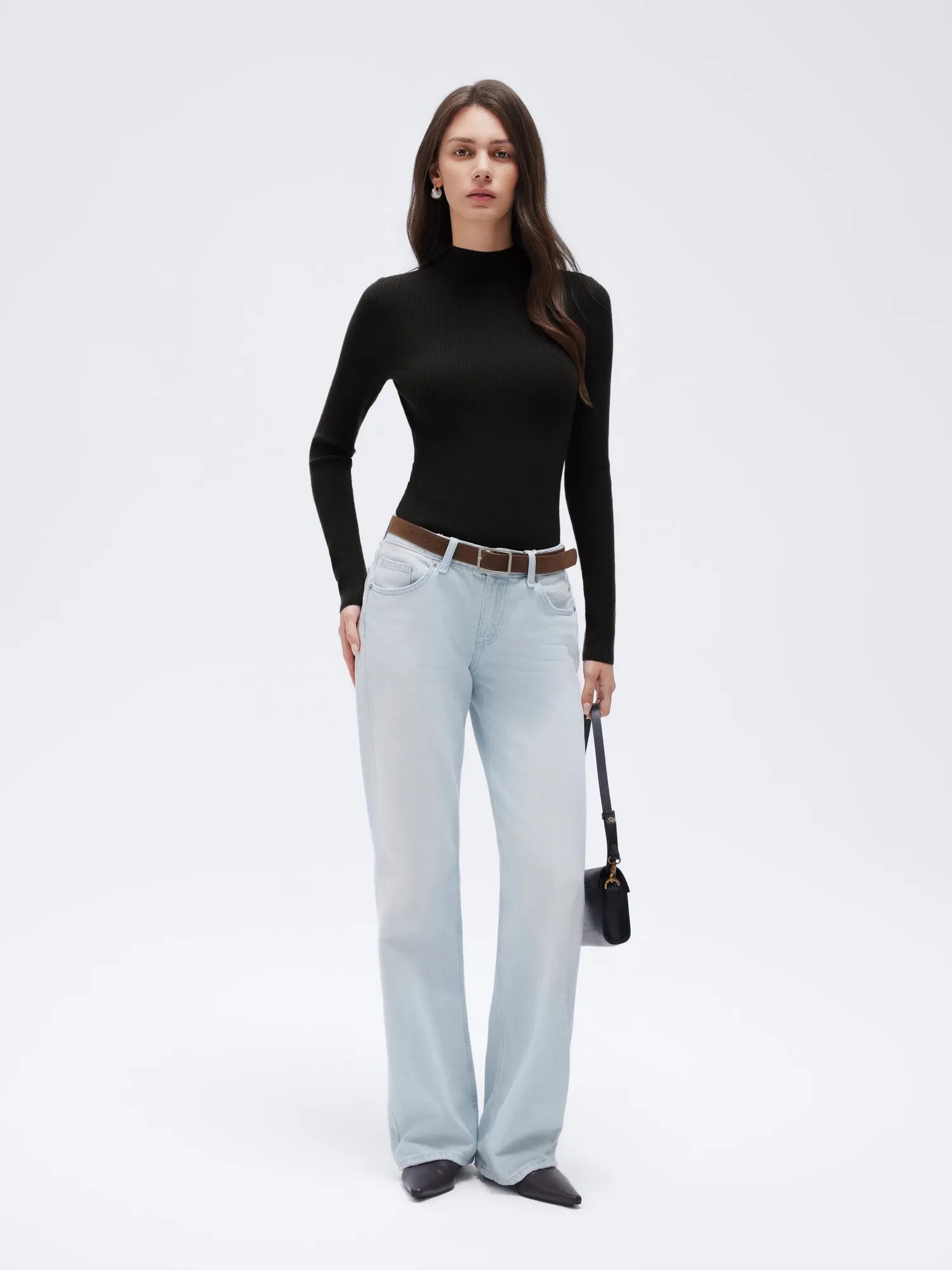 Cashmere Mock Turtleneck Shirt - Long Sleeve-SUUKSESS-SUUKSESS