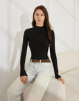 Cashmere Mock Turtleneck Shirt - Long Sleeve-SUUKSESS-SUUKSESS