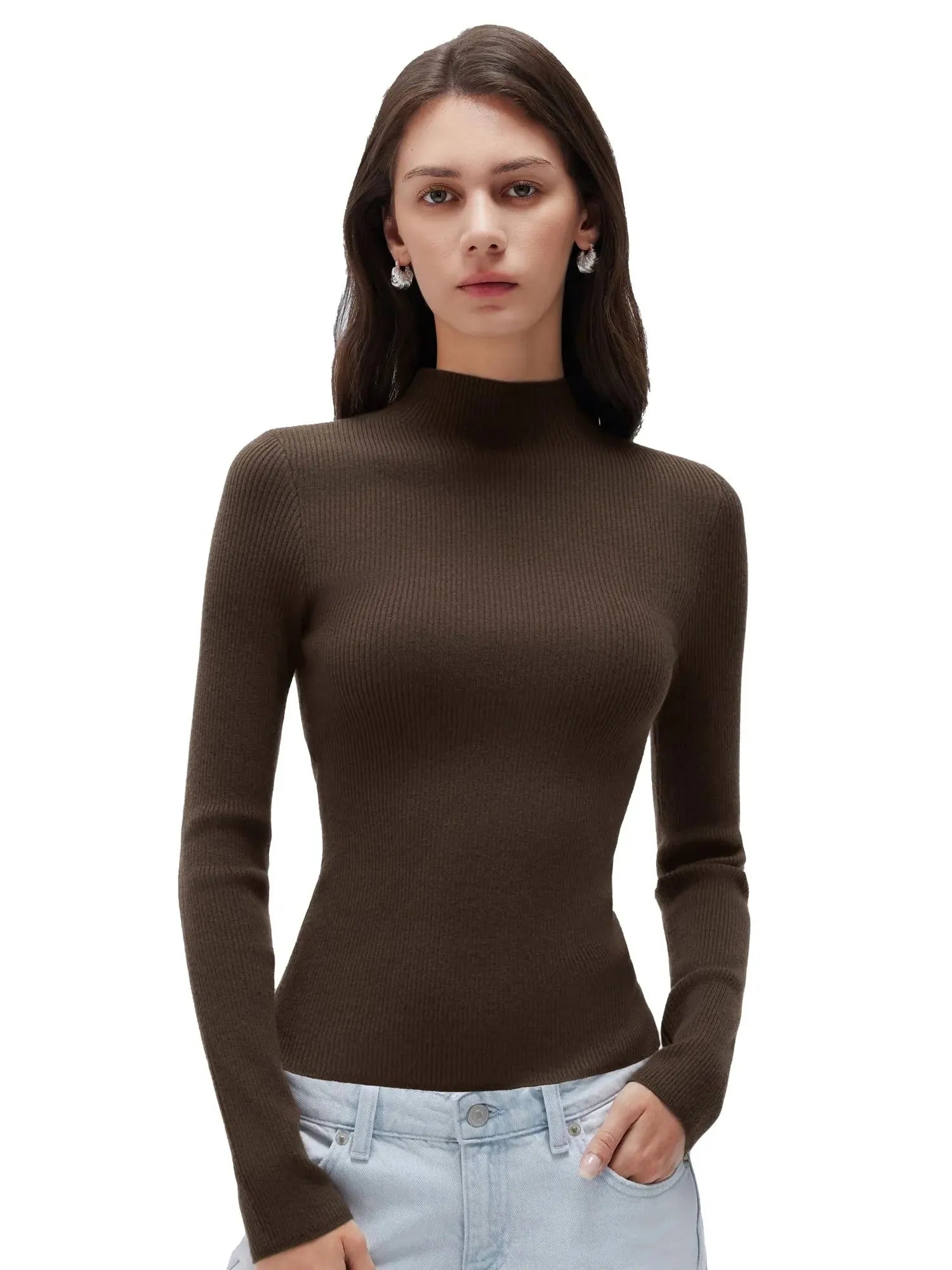 Cashmere Mock Turtleneck Shirt - Long Sleeve-SUUKSESS-SUUKSESS