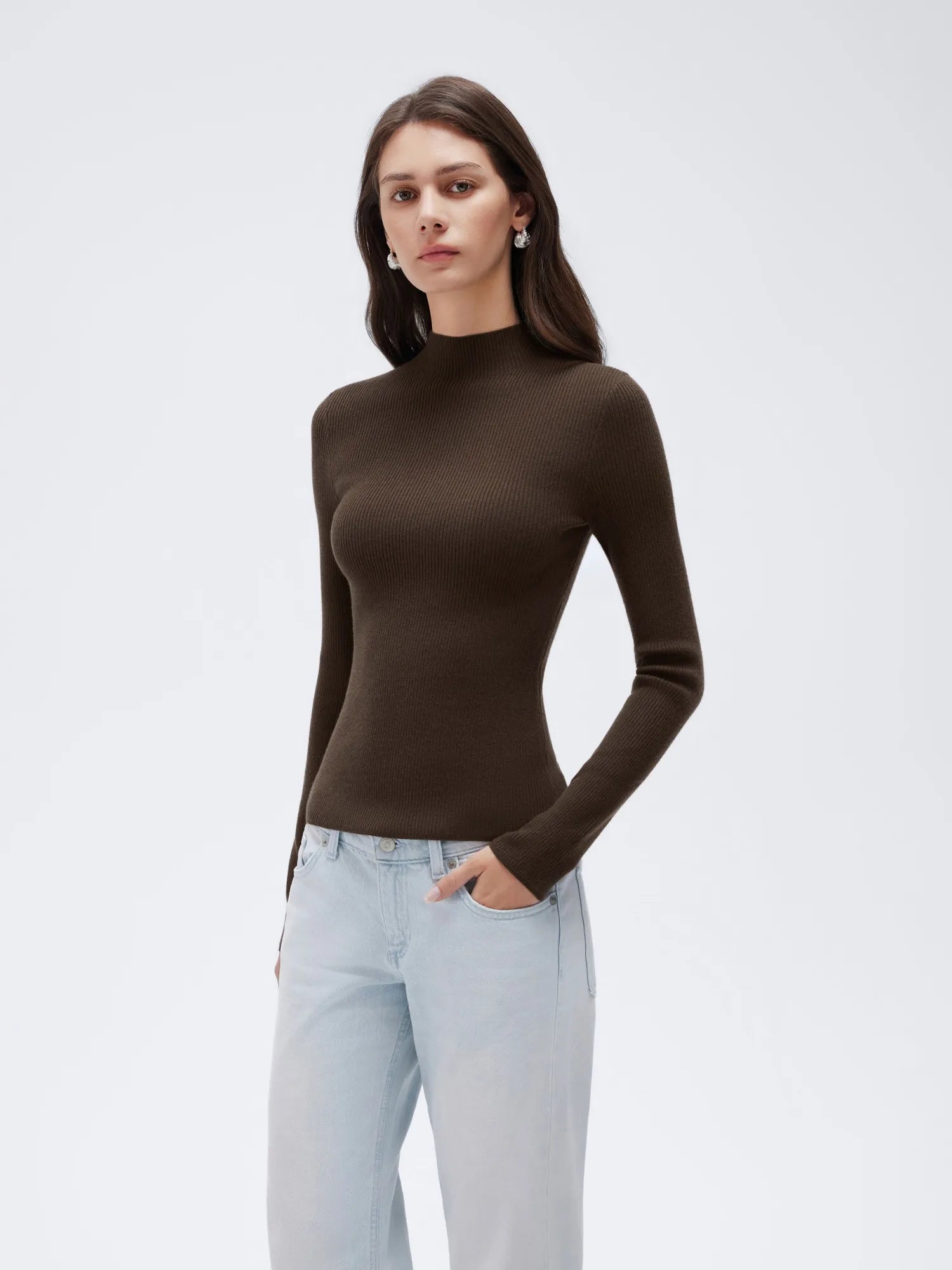 Cashmere Mock Turtleneck Shirt - Long Sleeve-SUUKSESS-SUUKSESS
