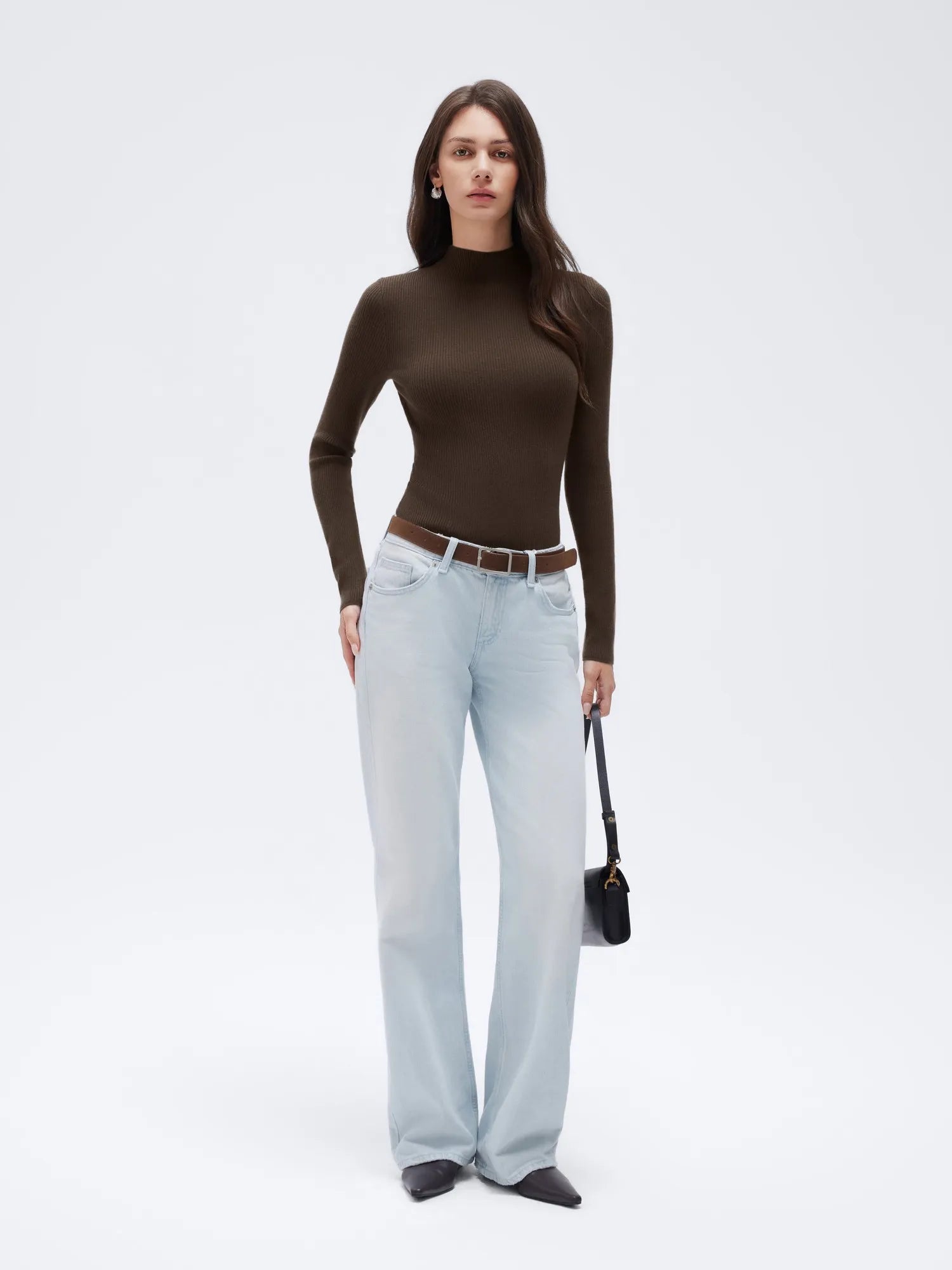 Cashmere Mock Turtleneck Shirt - Long Sleeve-SUUKSESS-SUUKSESS