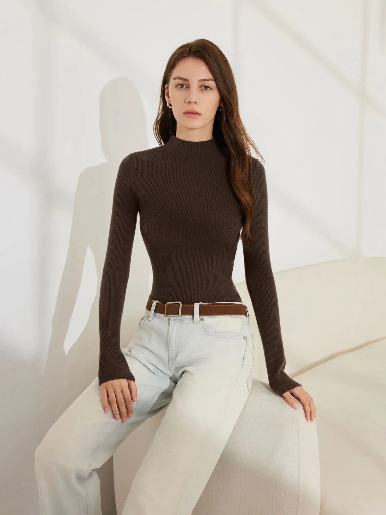 Cashmere Mock Turtleneck Shirt - Long Sleeve-SUUKSESS-SUUKSESS