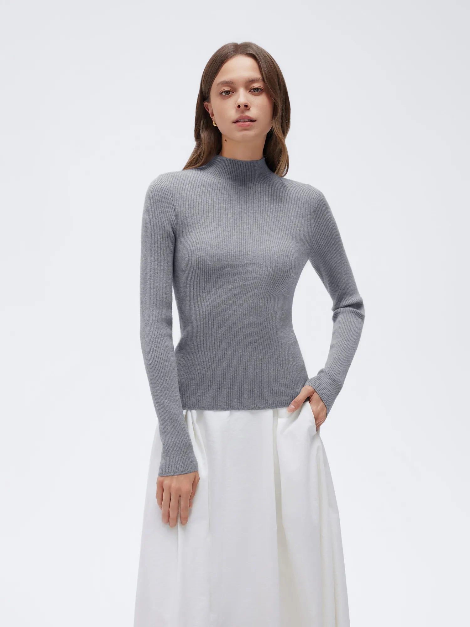 Cashmere Mock Turtleneck Shirt - Long Sleeve-SUUKSESS-SUUKSESS