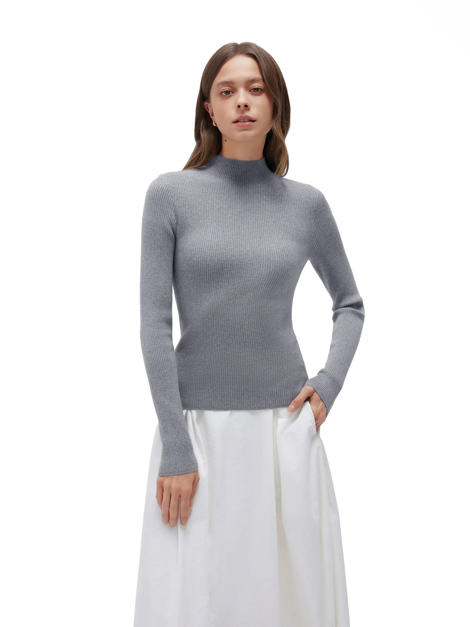 Cashmere Mock Turtleneck Shirt - Long Sleeve-SUUKSESS-SUUKSESS