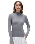 Cashmere Mock Turtleneck Shirt - Long Sleeve-SUUKSESS-Grey-XS-SUUKSESS