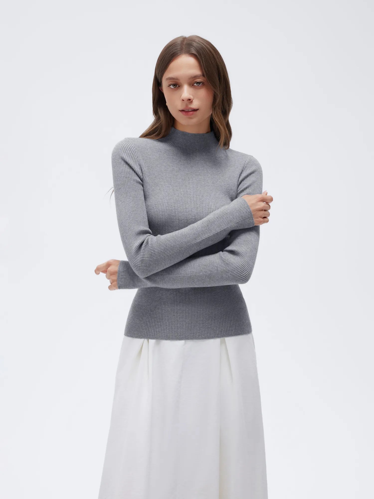 Cashmere Mock Turtleneck Shirt - Long Sleeve-SUUKSESS-SUUKSESS