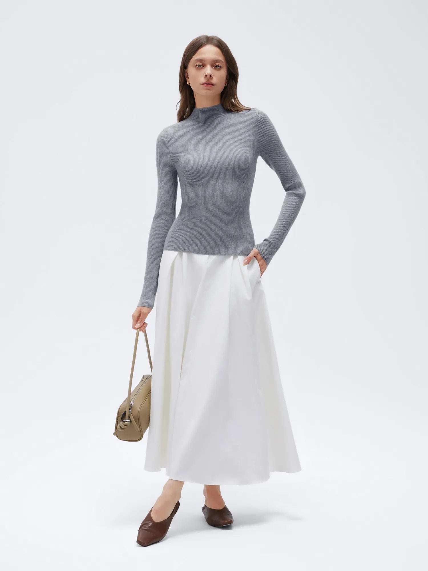 Cashmere Mock Turtleneck Shirt - Long Sleeve-SUUKSESS-SUUKSESS