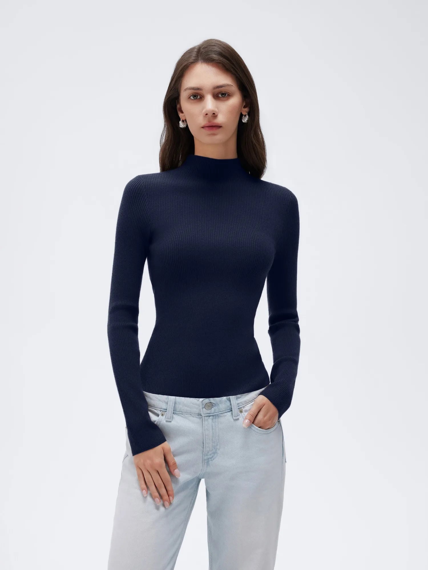 Cashmere Mock Turtleneck Shirt - Long Sleeve-SUUKSESS-SUUKSESS