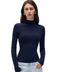 Cashmere Mock Turtleneck Shirt - Long Sleeve-SUUKSESS-Navy-XS-SUUKSESS