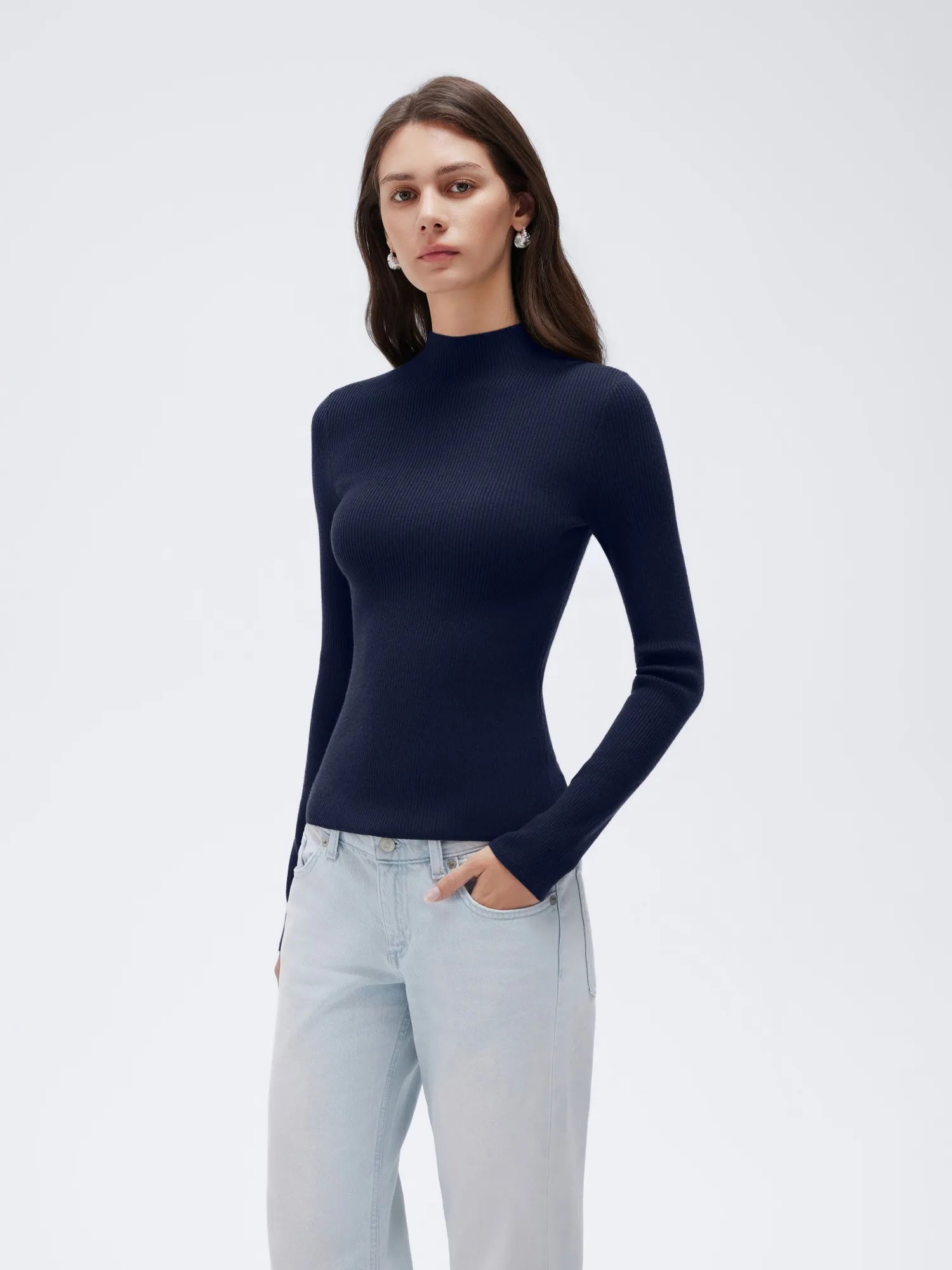 Cashmere Mock Turtleneck Shirt - Long Sleeve-SUUKSESS-SUUKSESS