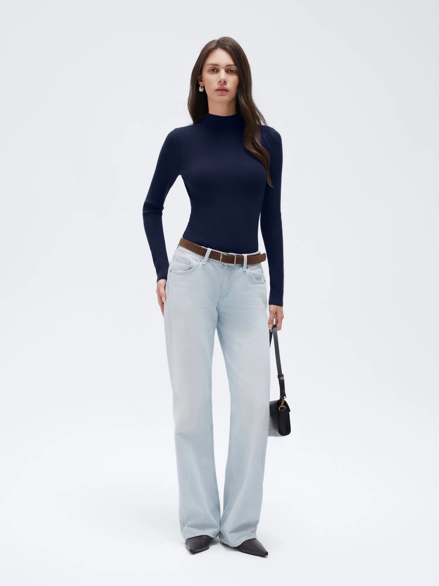 Cashmere Mock Turtleneck Shirt - Long Sleeve-SUUKSESS-SUUKSESS