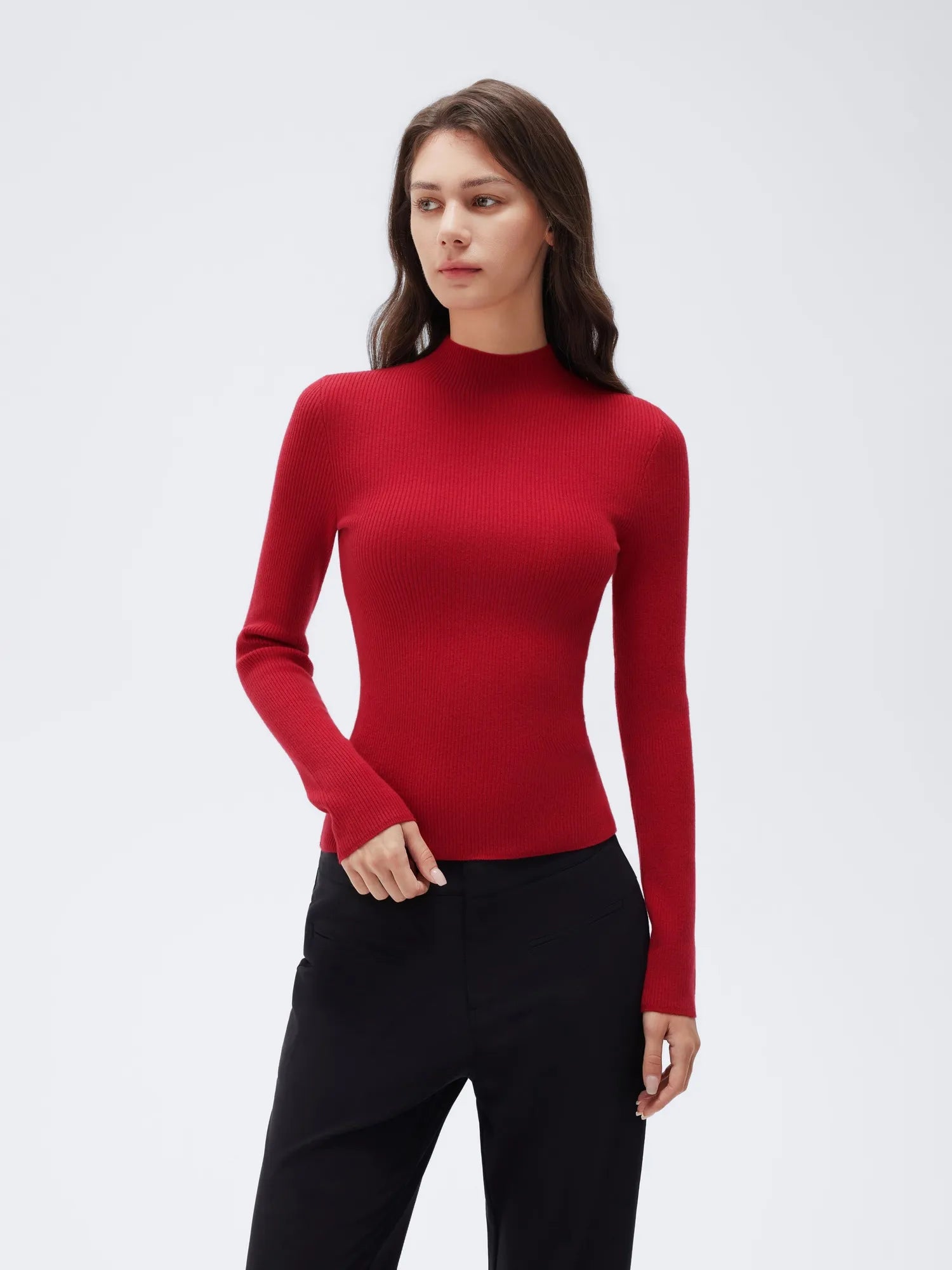 Cashmere Mock Turtleneck Shirt - Long Sleeve-SUUKSESS-SUUKSESS