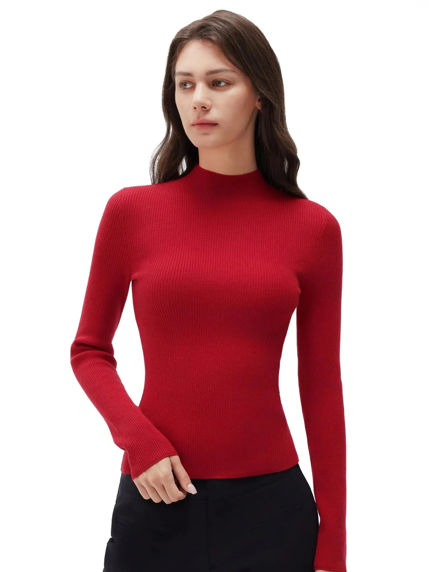 Cashmere Mock Turtleneck Shirt - Long Sleeve-SUUKSESS-SUUKSESS