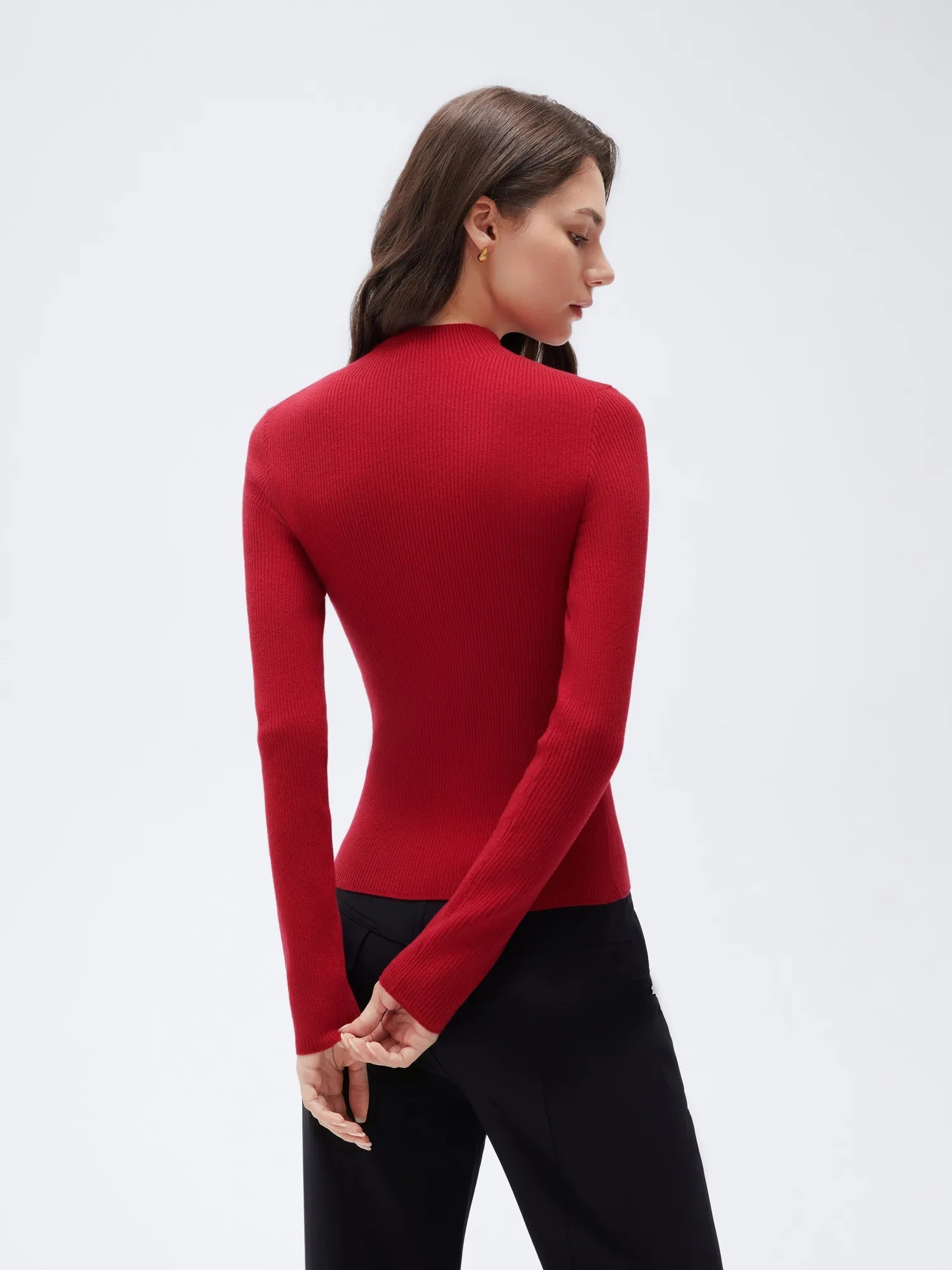 Cashmere Mock Turtleneck Shirt - Long Sleeve-SUUKSESS-SUUKSESS