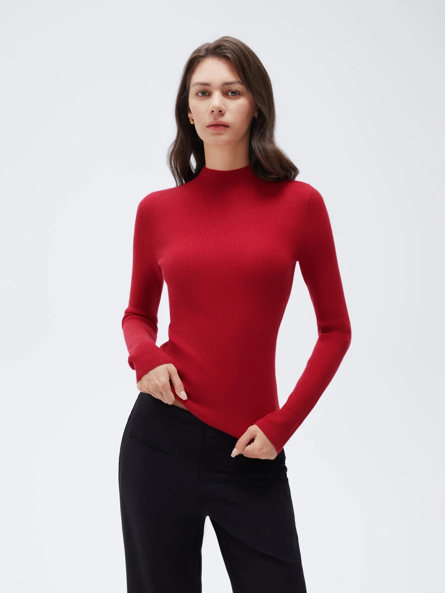 Cashmere Mock Turtleneck Shirt - Long Sleeve-SUUKSESS-SUUKSESS