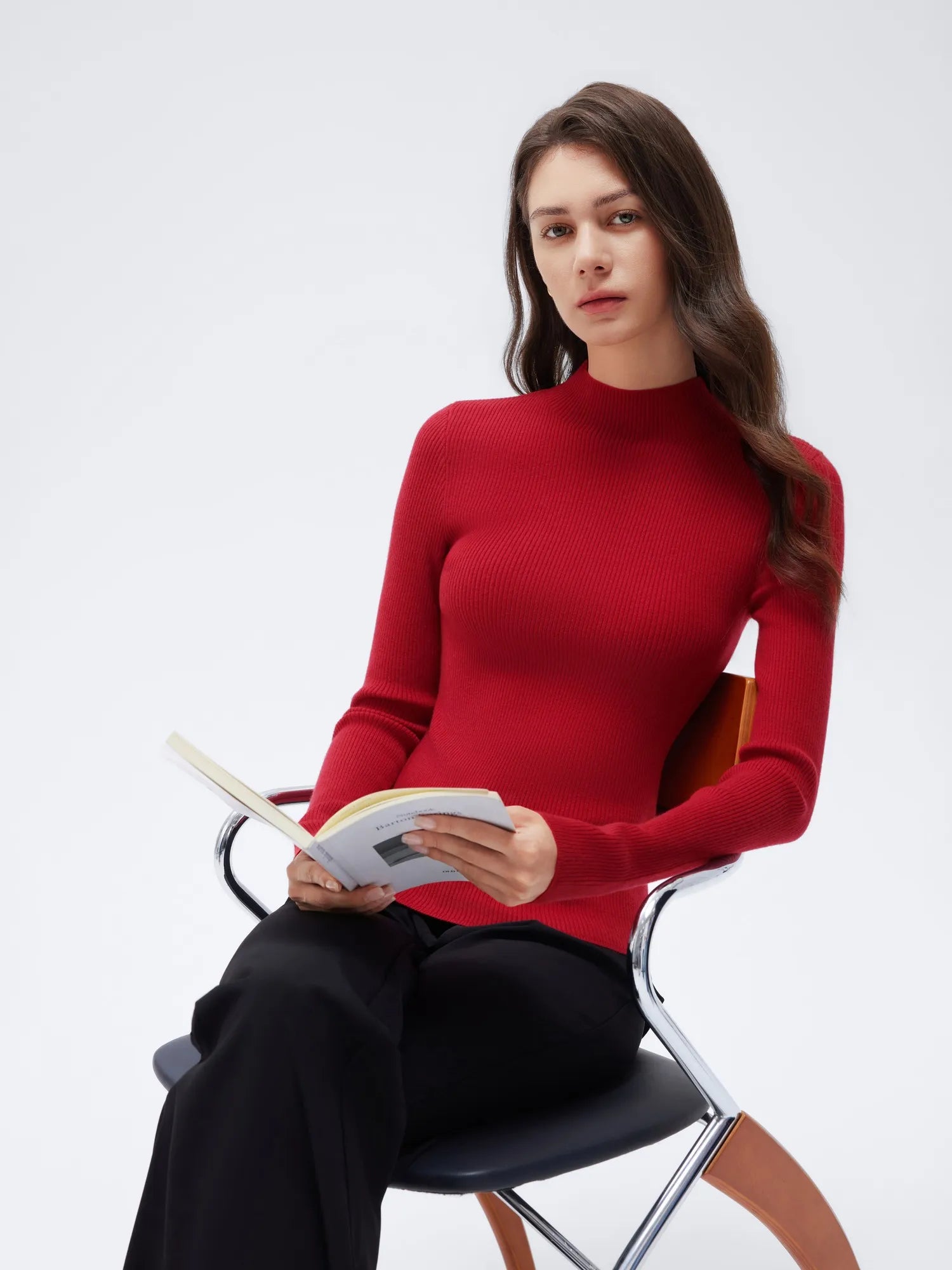 Cashmere Mock Turtleneck Shirt - Long Sleeve-SUUKSESS-SUUKSESS