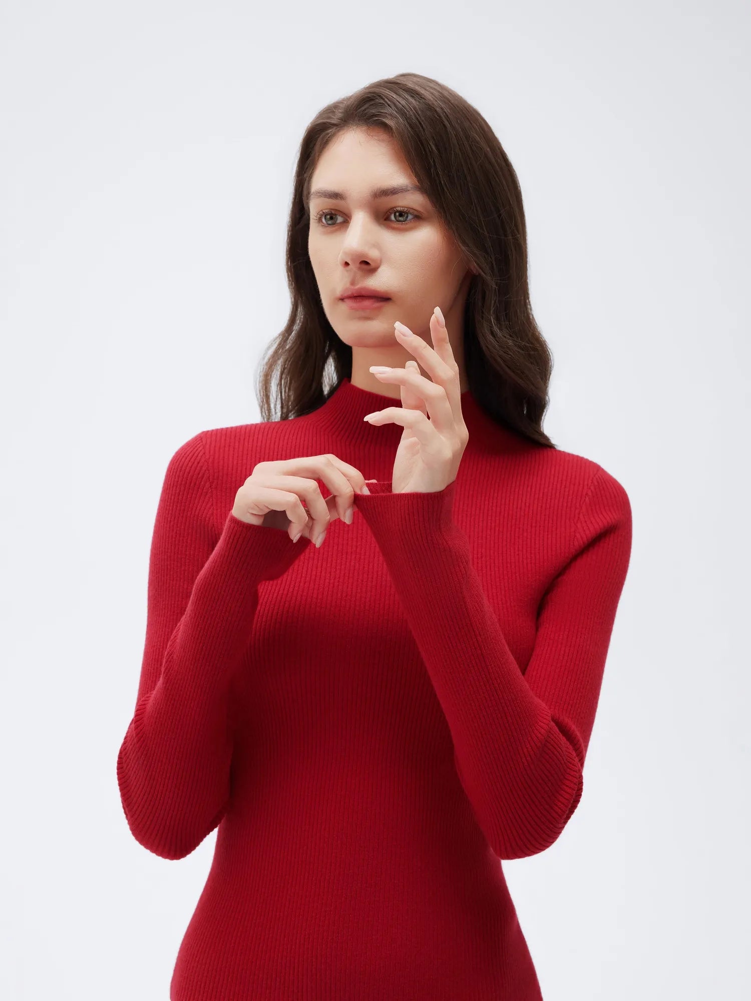 Cashmere Mock Turtleneck Shirt - Long Sleeve-SUUKSESS-SUUKSESS