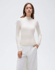 Cashmere Mock Turtleneck Shirt - Long Sleeve-SUUKSESS-White-XS-SUUKSESS