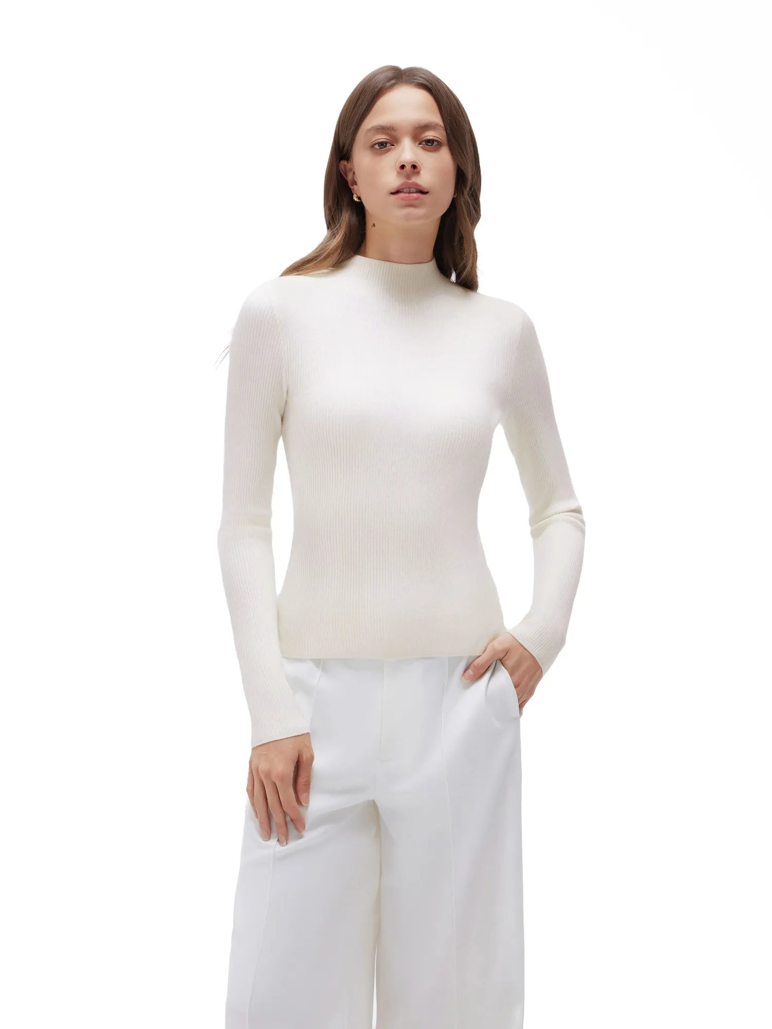 Cashmere Mock Turtleneck Shirt - Long Sleeve-SUUKSESS-SUUKSESS