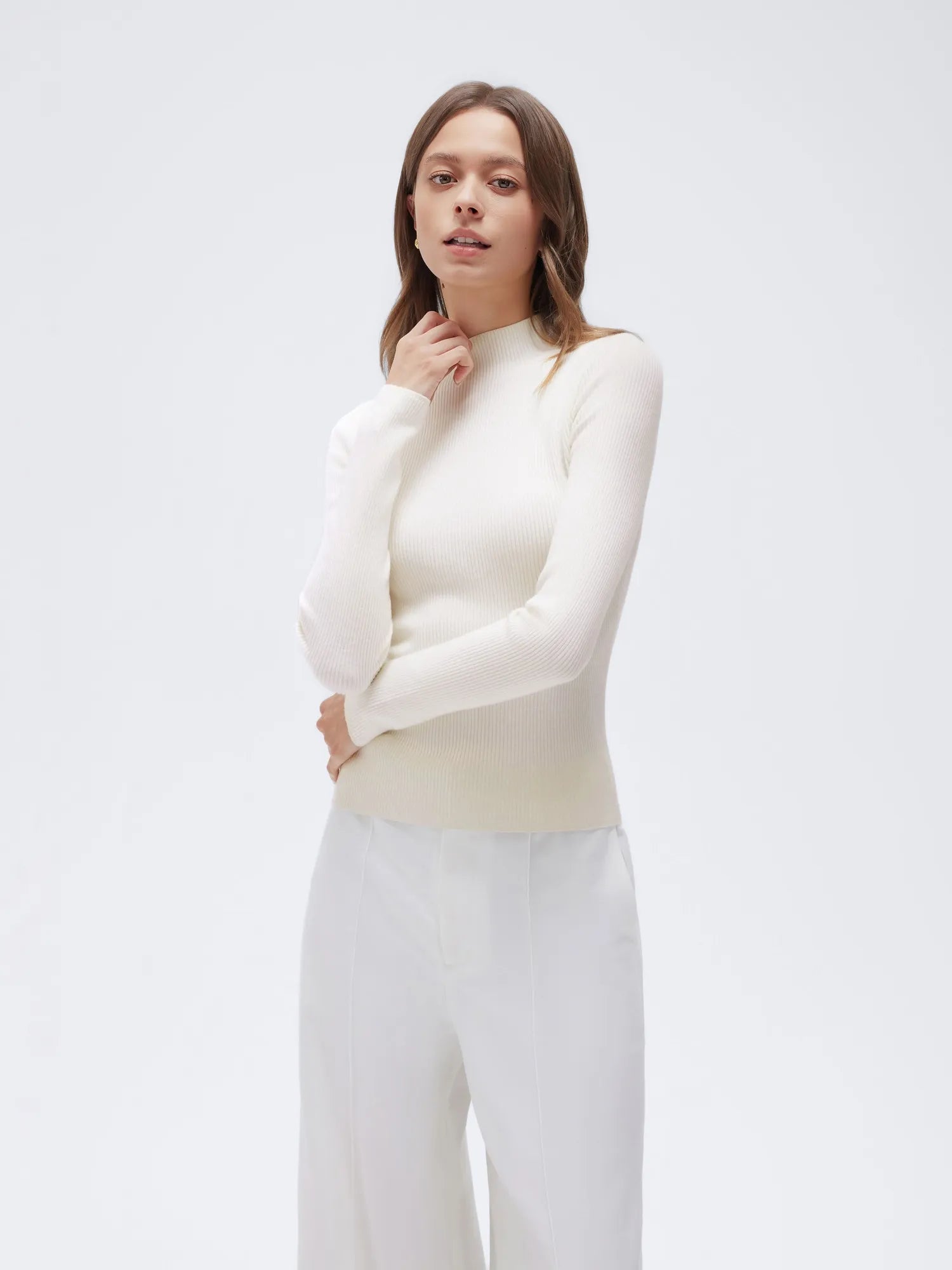 Cashmere Mock Turtleneck Shirt - Long Sleeve-SUUKSESS-SUUKSESS