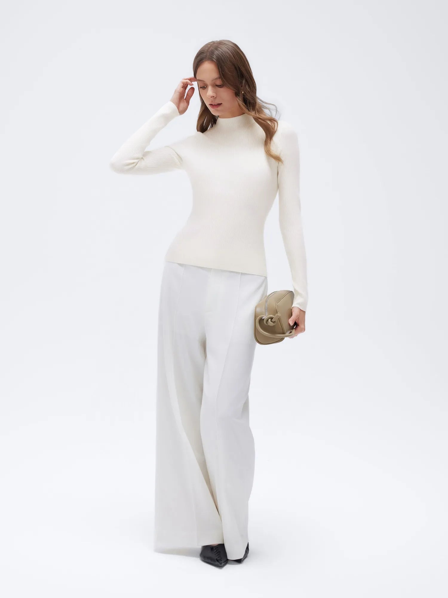 Cashmere Mock Turtleneck Shirt - Long Sleeve-SUUKSESS-SUUKSESS