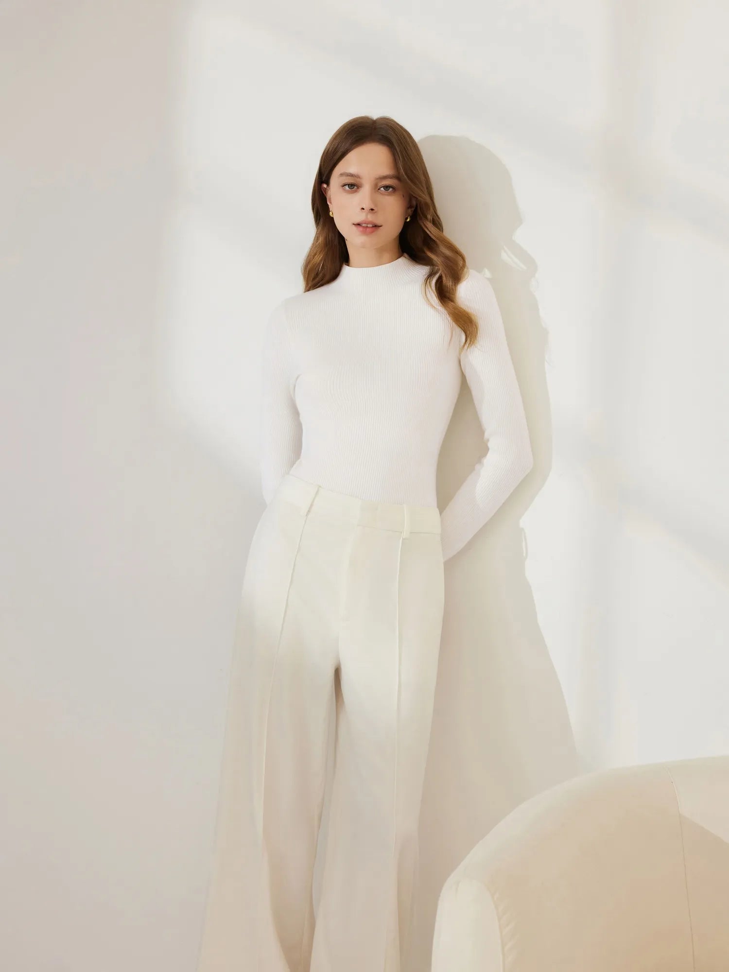 Cashmere Mock Turtleneck Shirt - Long Sleeve-SUUKSESS-SUUKSESS