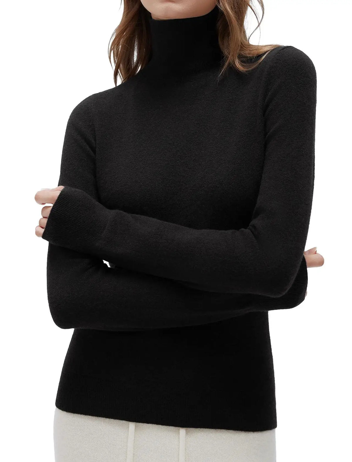 Cashmere Blend Turtle Neck Sweaters - Long Sleeve