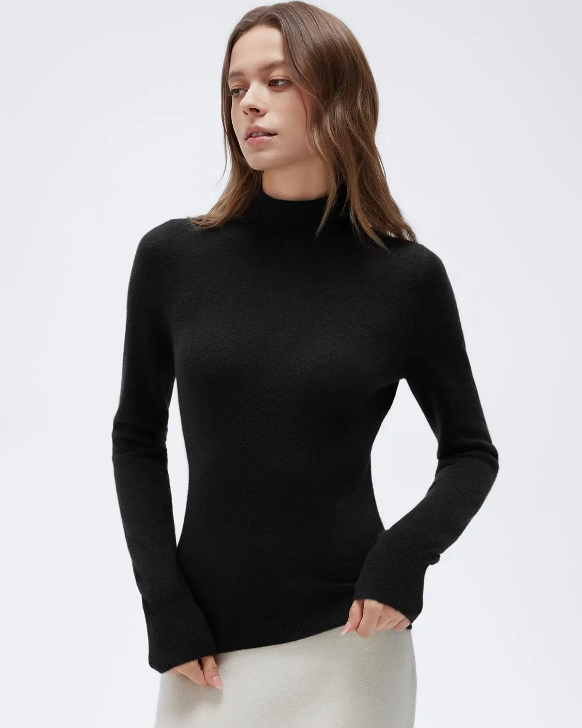 Cashmere Blend Turtle Neck Sweaters - Long Sleeve