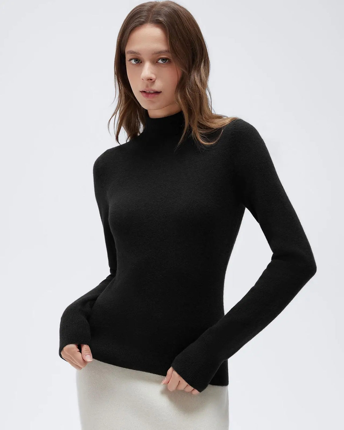 Cashmere Blend Turtle Neck Sweaters - Long Sleeve