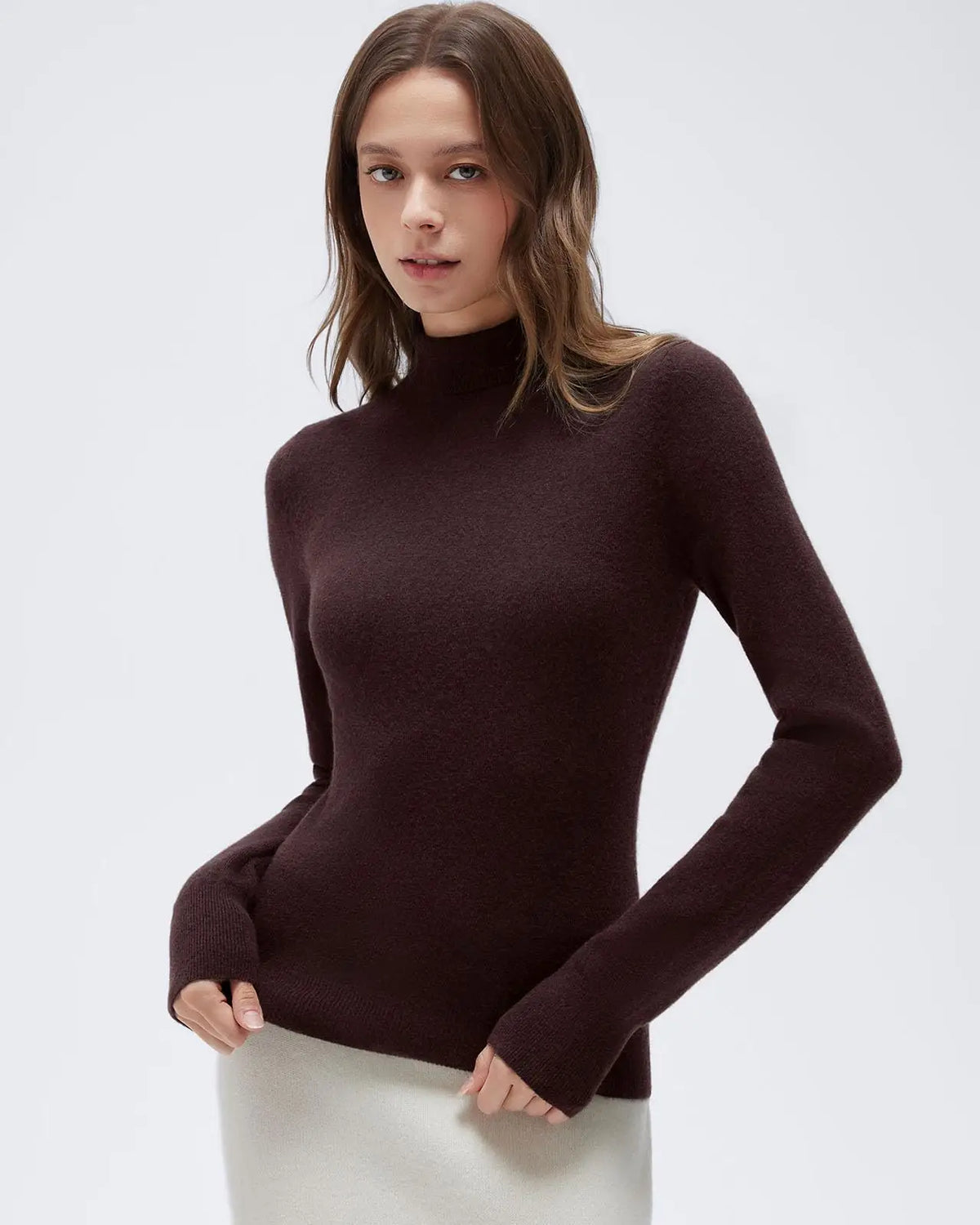 Cashmere Blend Turtle Neck Sweaters - Long Sleeve