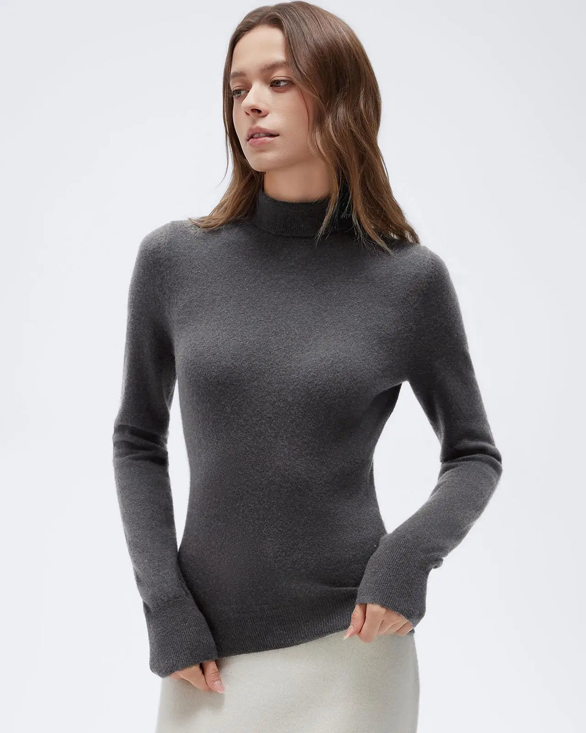Cashmere Blend Turtle Neck Sweaters - Long Sleeve