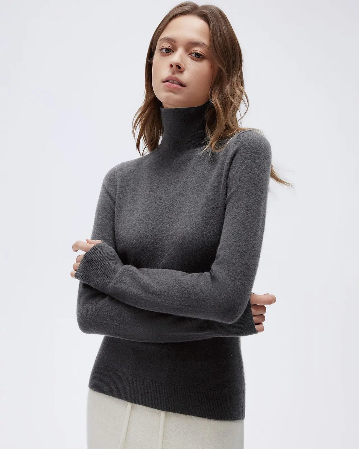 Cashmere Blend Turtle Neck Sweaters - Long Sleeve