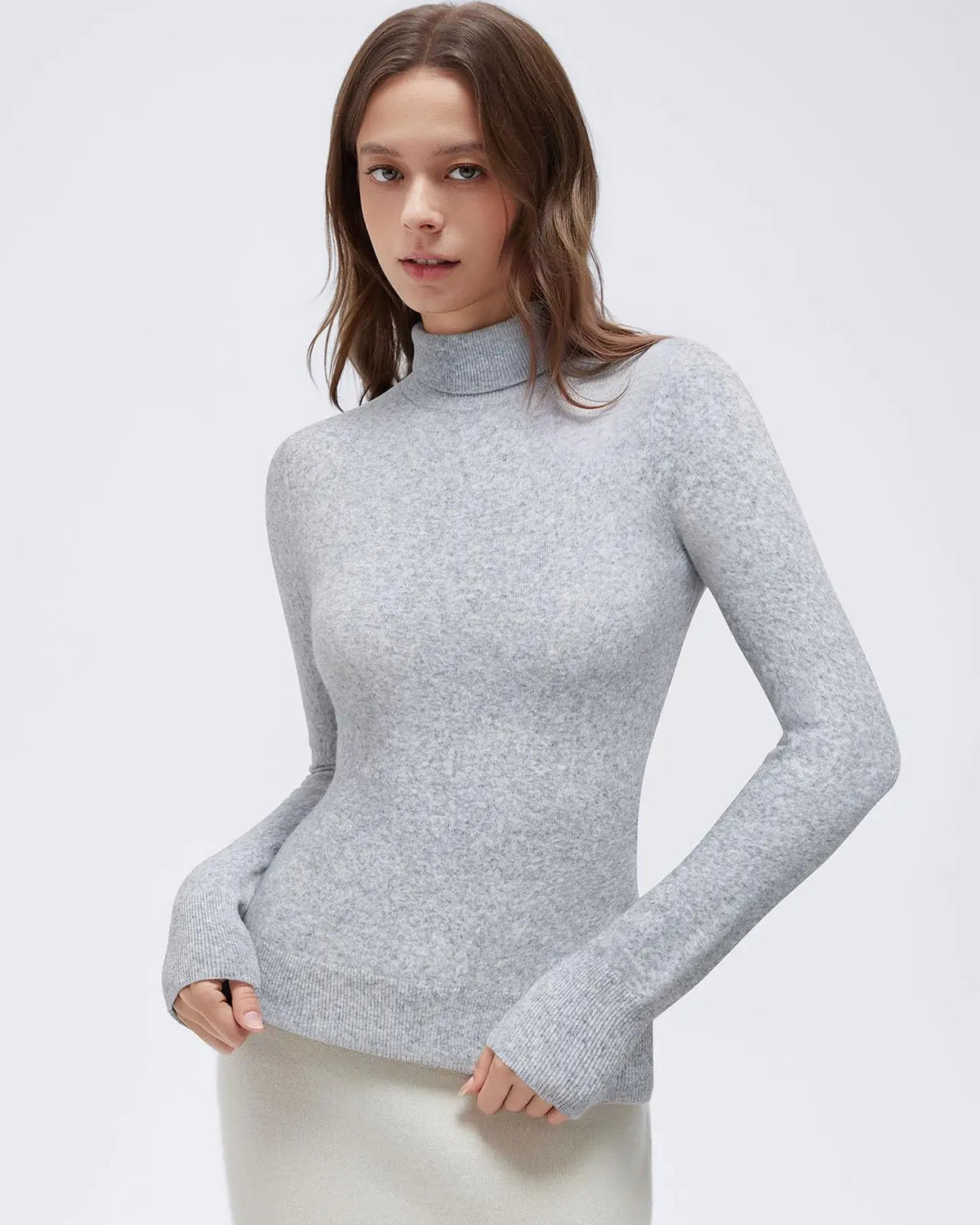 Cashmere Blend Turtle Neck Sweaters - Long Sleeve
