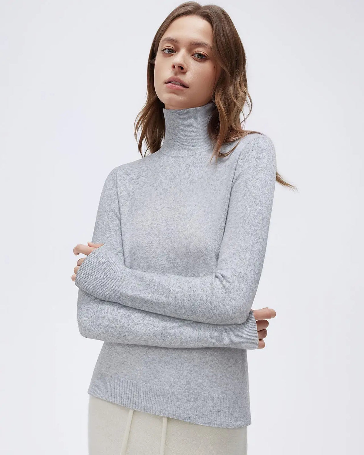 Cashmere Blend Turtle Neck Sweaters - Long Sleeve