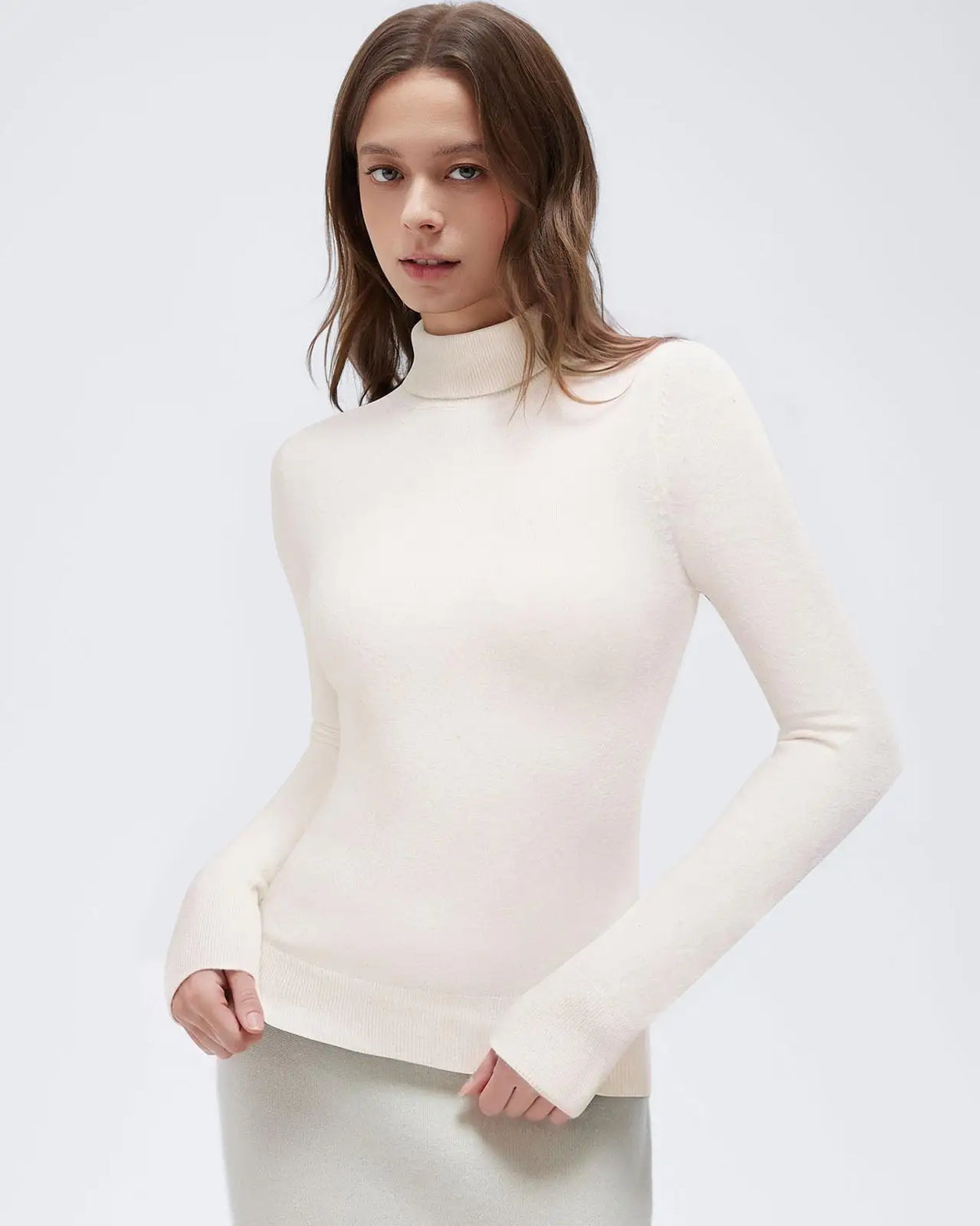 Cashmere Blend Turtle Neck Sweaters - Long Sleeve