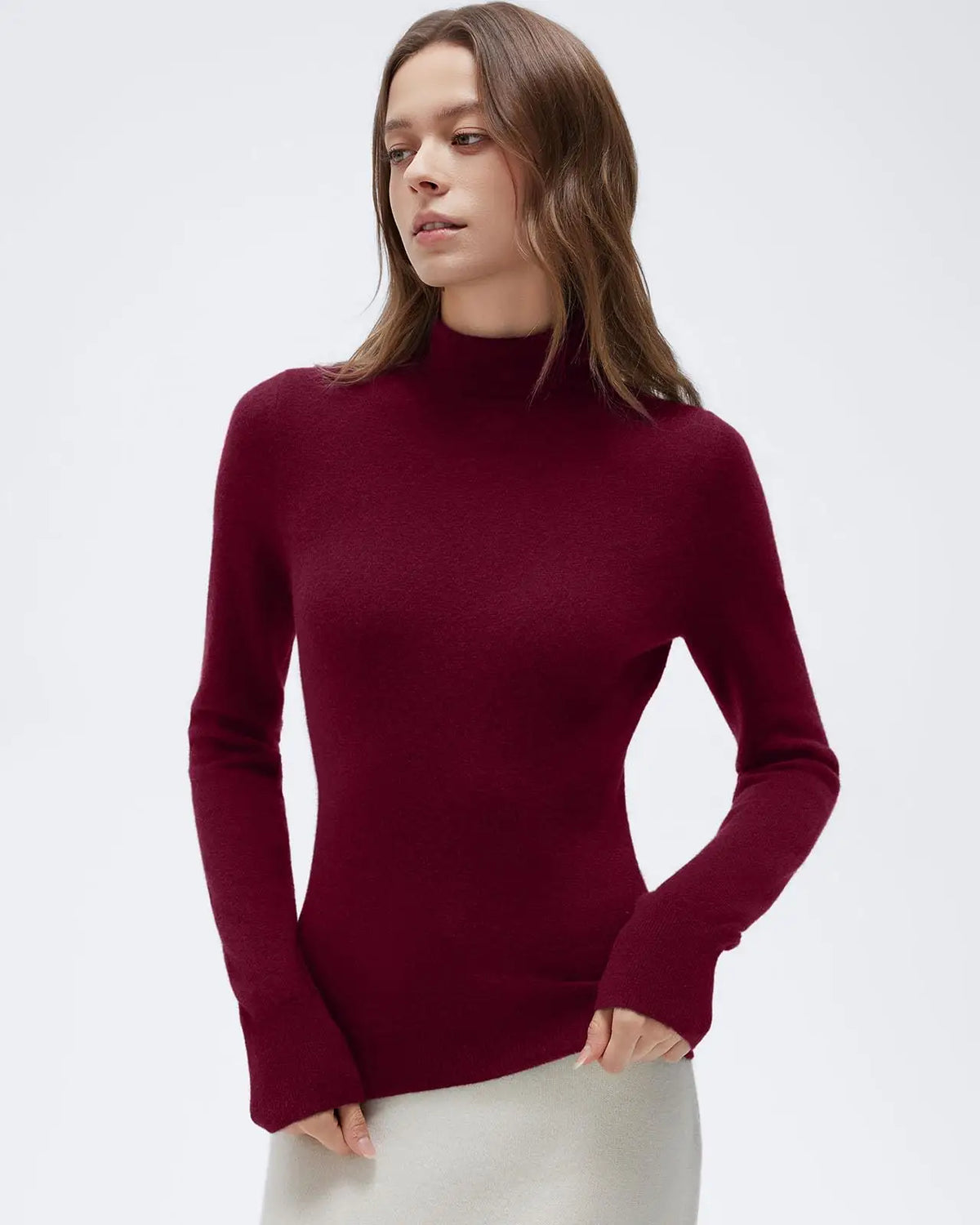 Cashmere Blend Turtle Neck Sweaters - Long Sleeve