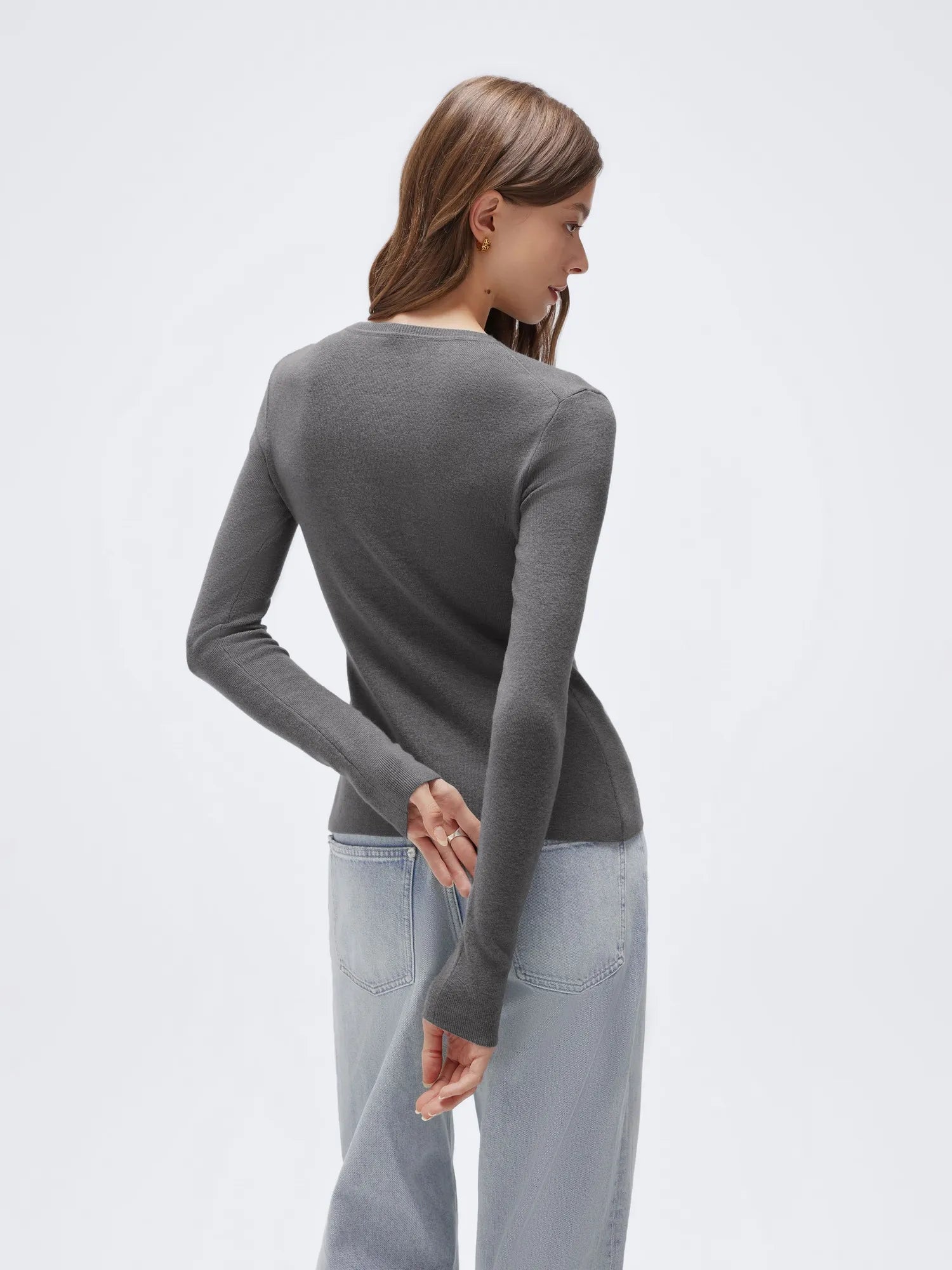 Cashmere Crewneck Cardigan Sweater