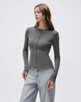 Cashmere Crewneck Cardigan Sweater