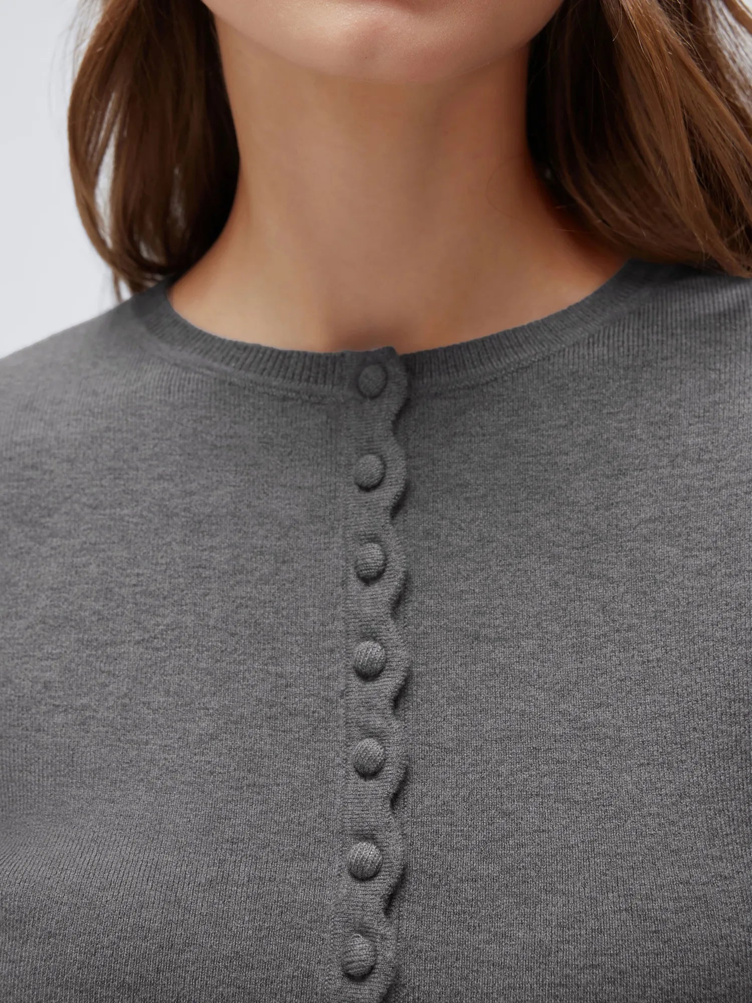 Cashmere Crewneck Cardigan Sweater