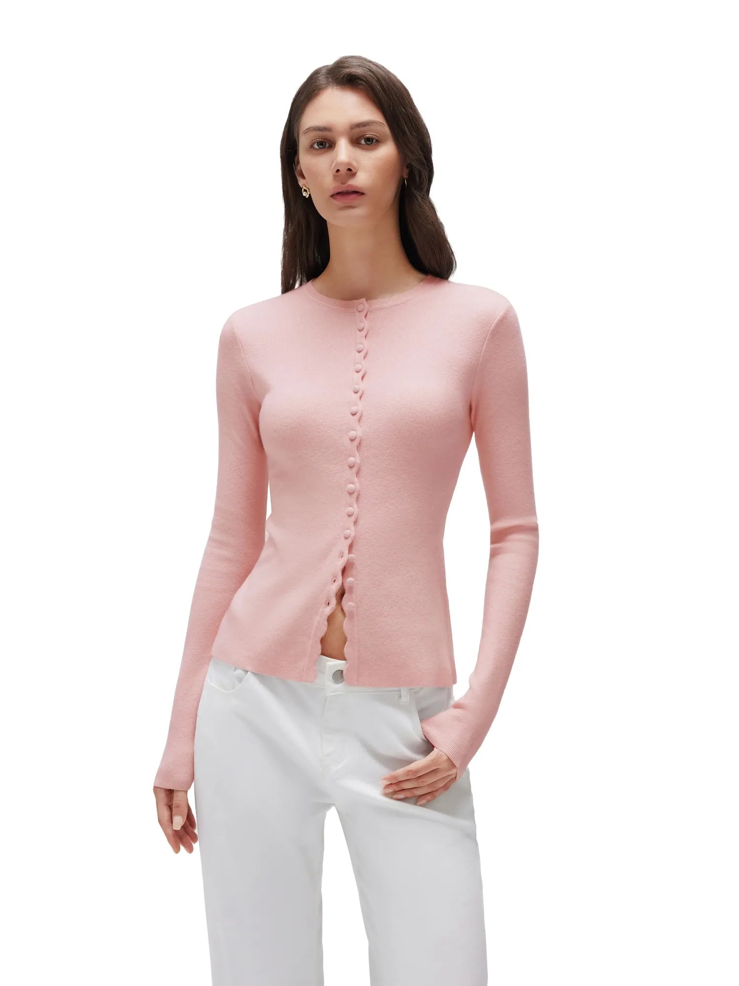 Cashmere Crewneck Cardigan Sweater