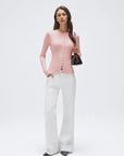 Cashmere Crewneck Cardigan Sweater