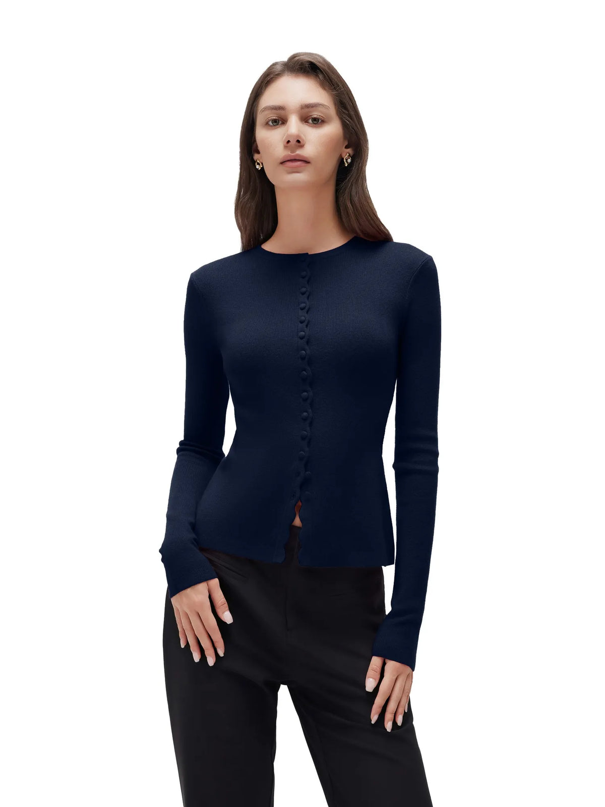 Cashmere Crewneck Cardigan Sweater
