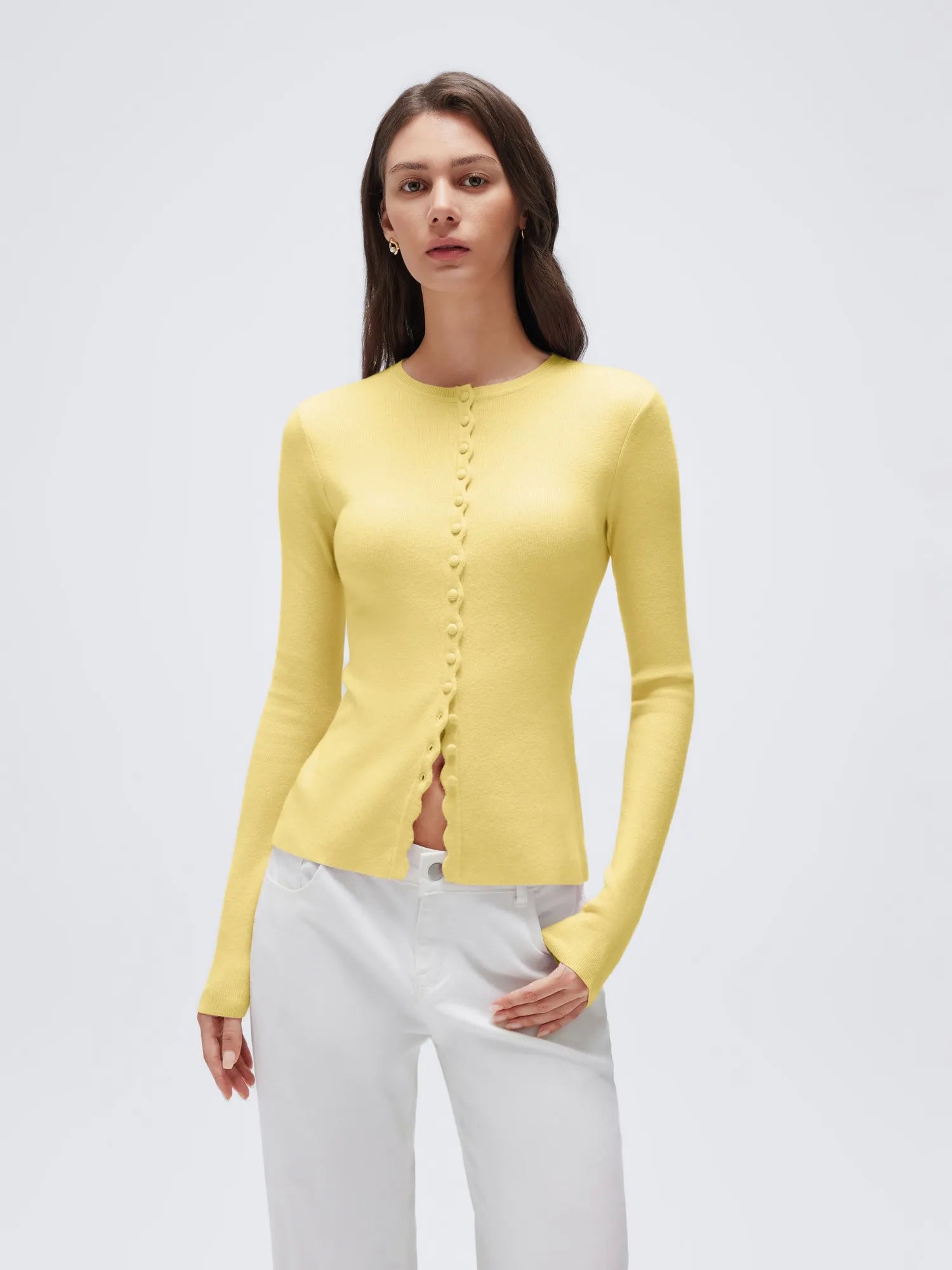 Cashmere Crewneck Cardigan Sweater