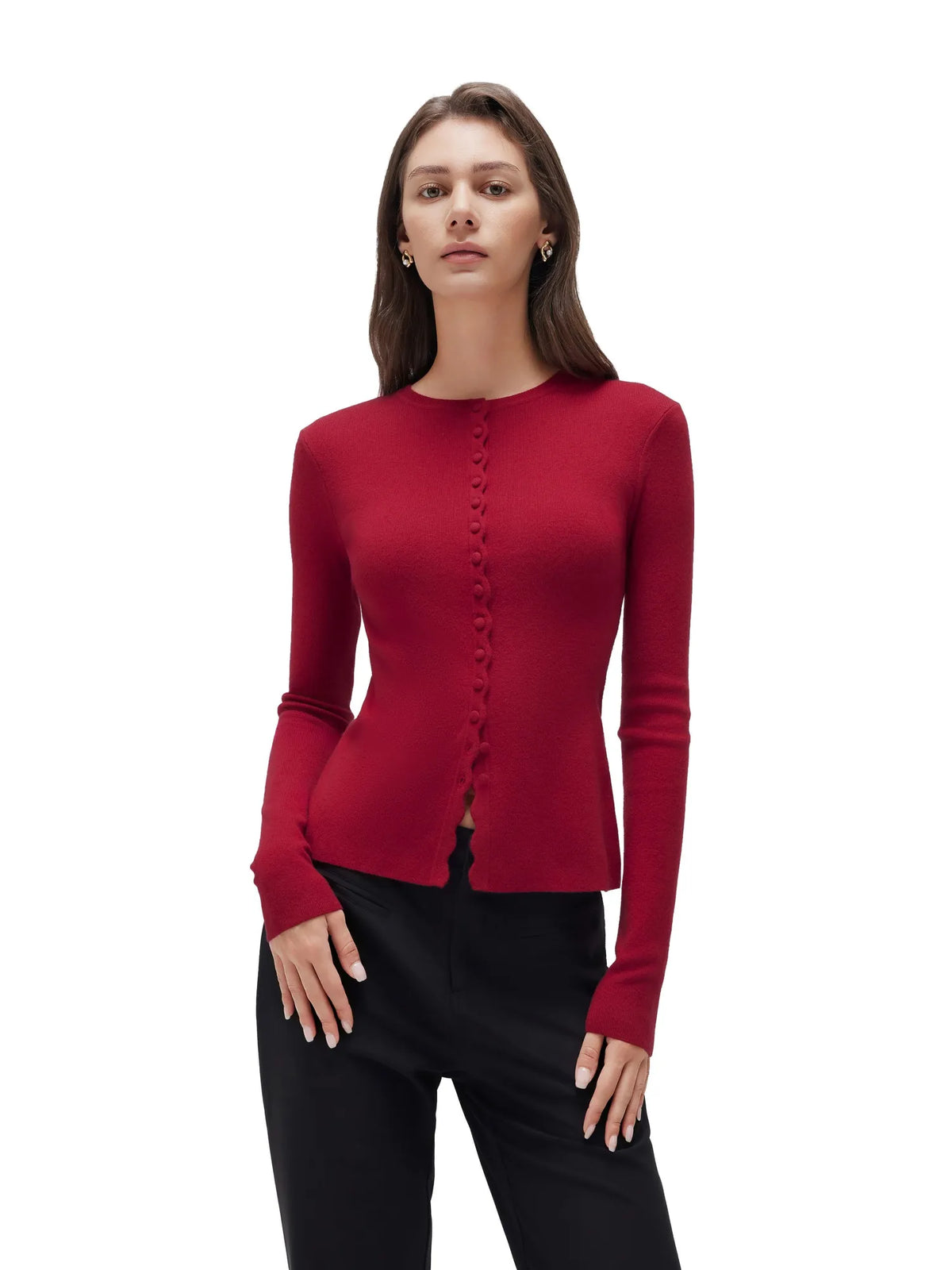 Cashmere Crewneck Cardigan Sweater