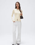 Cashmere Crewneck Cardigan Sweater